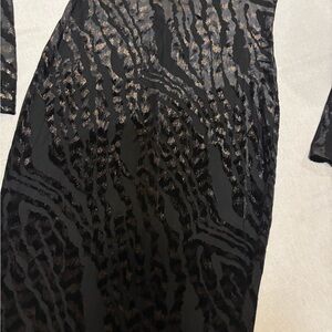 Fashion Nova Black and Brown Long Sleeve Dress